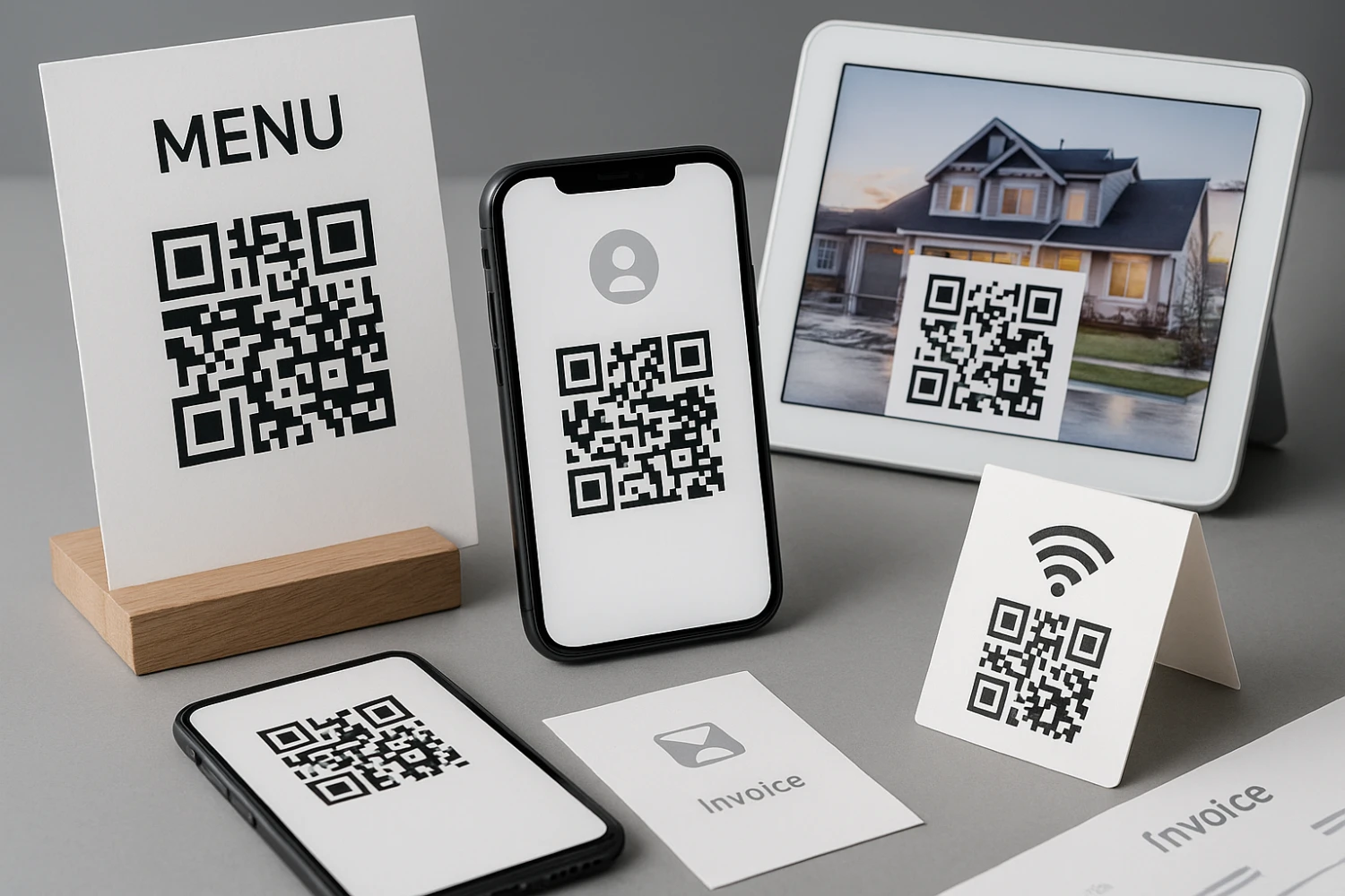 QR codes used in shops restaurants offices and real estate