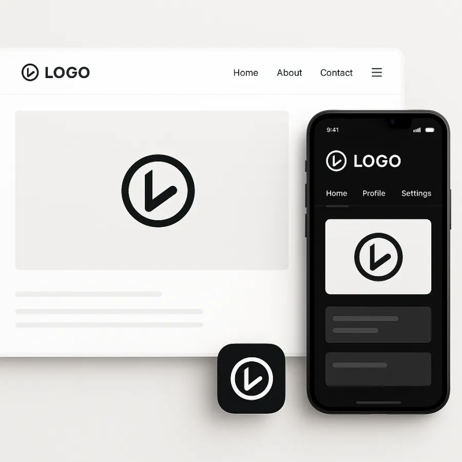 Logo applications in website and mobile app interfaces