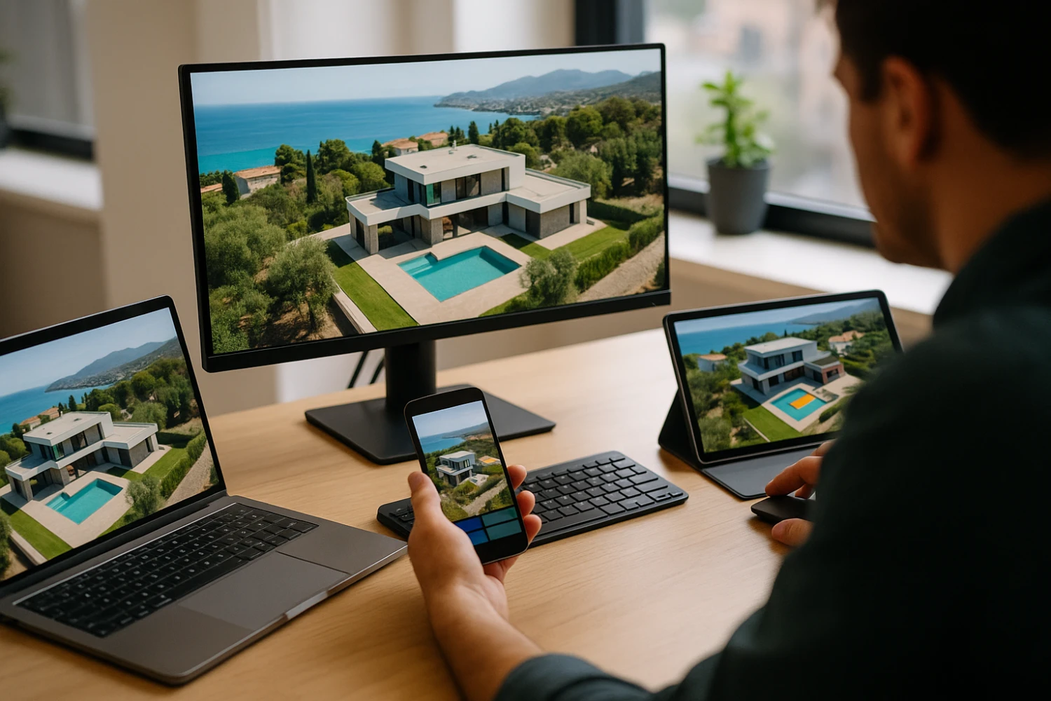 Drone video of luxury villa and real estate property