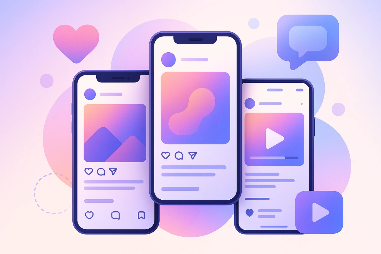 Social media posts, stories and video creatives on mobile devices