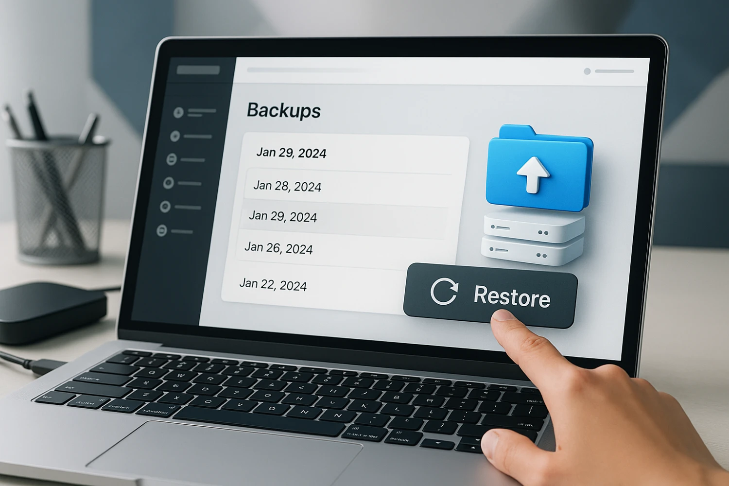 One click restore of backups from hosting control panel